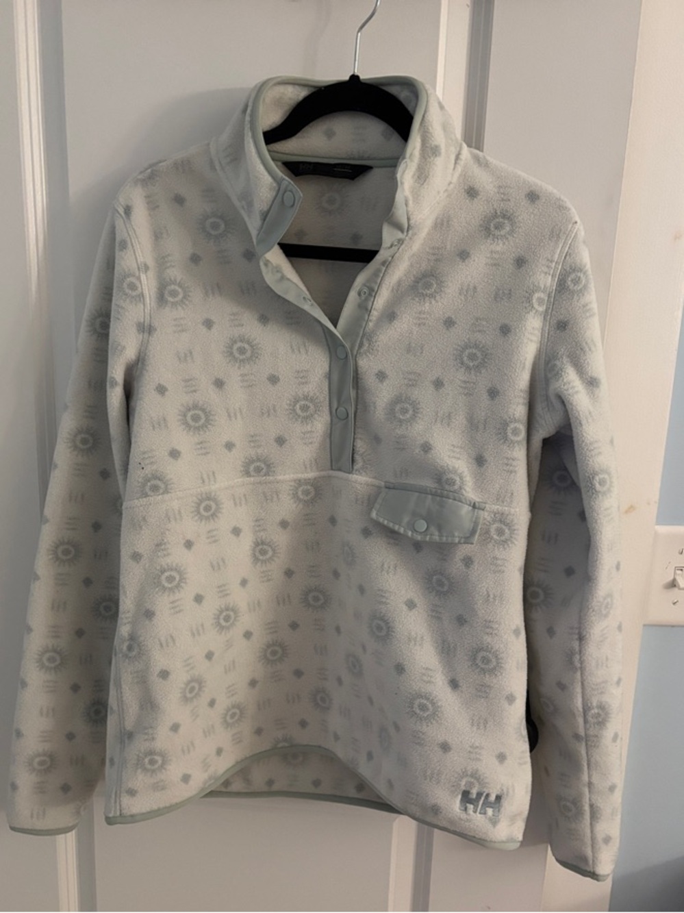 Helly Hansen Light Blue, Patterned Fleece Pullover